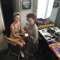 Our model Dani and Zee our Hair/Make up Artist in the Production Trailer