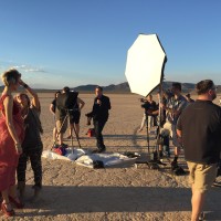 Touching up the makeup between shots. It was hot.