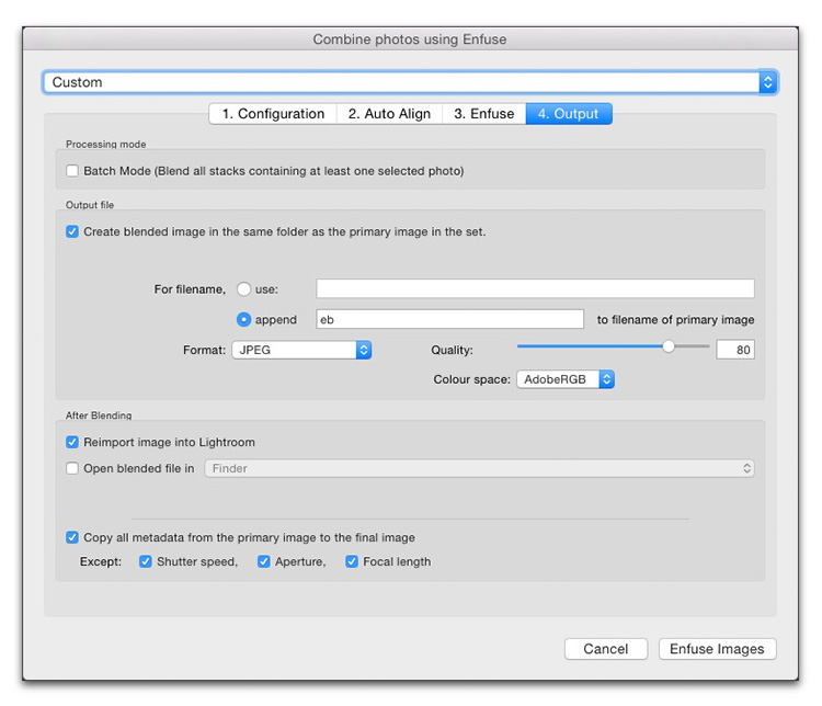 lr enfuse processing jpegs